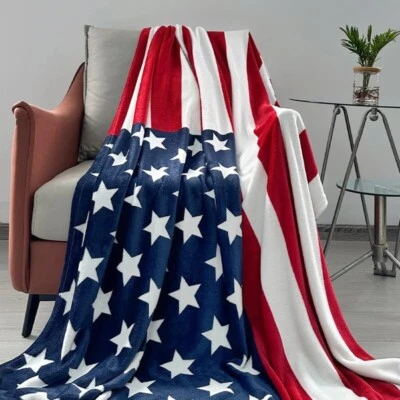 United States Flag Printed Flannel Blanket, Soft & Comfortable, Travel Sofa Bed - Image 1 of 4