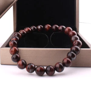Handmade 8MM Natural Tiger Eye Prayer Beads Healing Bracelet For Men Jewelry - Picture 1 of 8