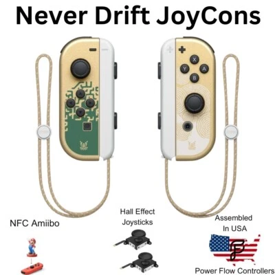 Nintendo Switch/OLED Hall Effect Never Drift Wireless JoyCons -With Wrist Straps - Image 1 of 4
