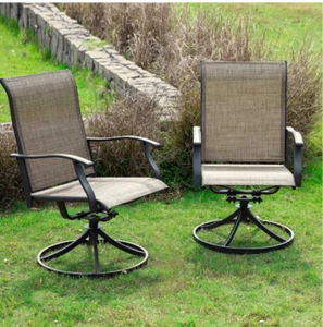 NUU GARDEN Patio Dining Chairs, Swivel Patio Sling Chairs Set of 2 - Picture 1 of 3