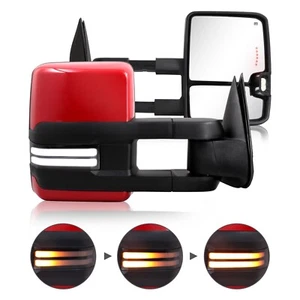 Red Towing Mirrors LED Switchback For 2003-2006 Chevy Silverado GMC Sierra 1500 - Picture 1 of 10