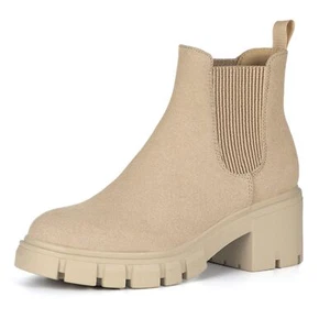 Athlefit Chelsea Boots Fashion Lug Sole Chunky Heel Slip on Ankle Booties 7.5 - Picture 1 of 6