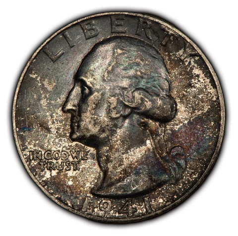 1941 25c Washington Quarter - Luster - Deep Textured Violet Toning - SKU-Z3983 Cover