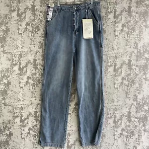 Jeans denim nuovi con etichette canzone taglia 13/31 anni '90 fidanzato falegname baggy bottone mosca Y2K - Foto 1 di 13