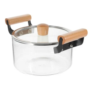 Glass Cookware Clear Pots for Cooking Set Hot Soup Milk Home Travel - Picture 1 of 12