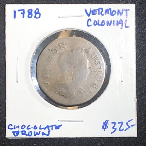 1788 Vermont Colonial Copper Coin Nice Chocolate Brown Patina - Picture 1 of 9