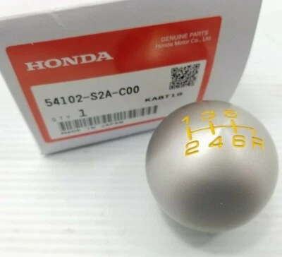 Genuine OEM Honda Acura 54102-S2A-C00 Silver Six Speed Shift Knob Yellow Letters - Image 1 of 4