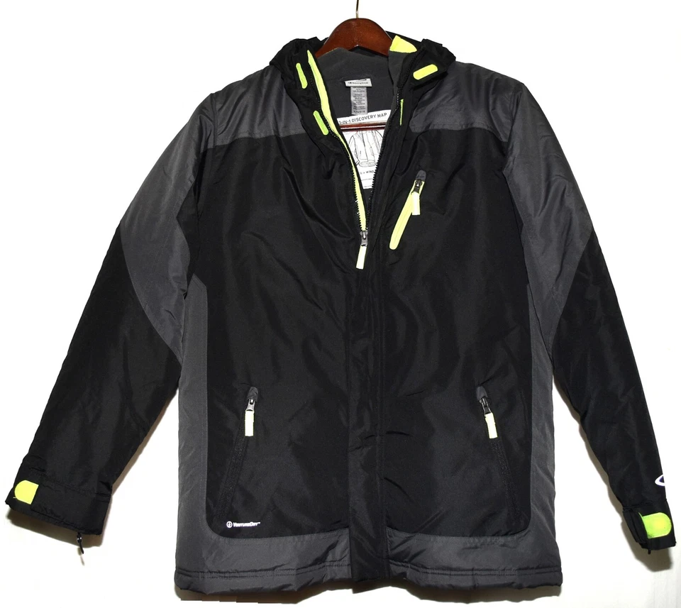 Champion 3 in 1 Venture Dry Black Gray Hooded Insulated Womens Jacket Size XL - Image 1 of 4