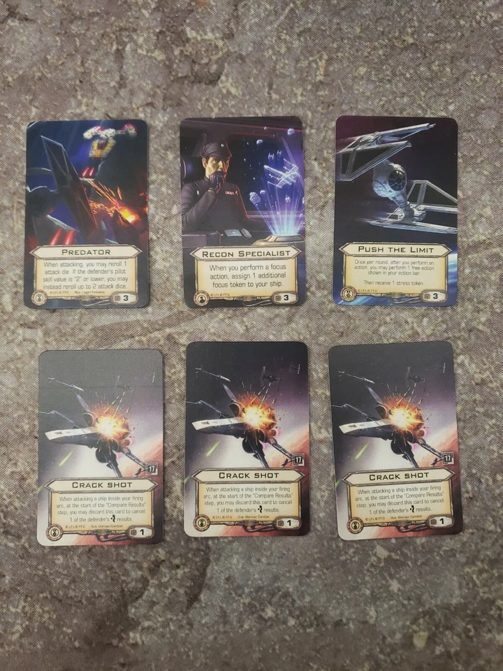  X-Wing Miniatures promo lot Push the Limit, crack shot x3 predator, recon spec - Image 1 of 1