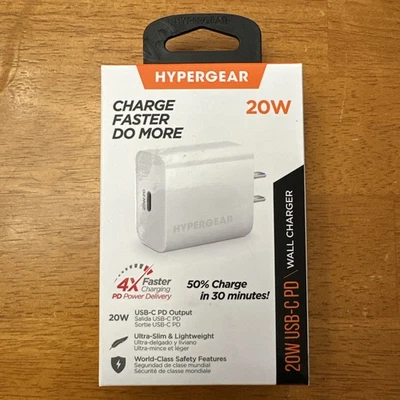 HyperGear 20W USB-C PD Wall Charger Compatible with Smartphone Fast Charge NEW - Image 1 of 4