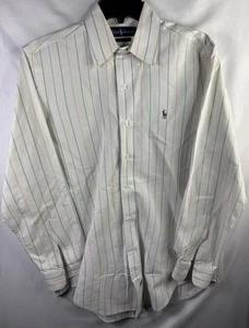Camisa de vestir Ralph Lauren multicolor a rayas 15,5x34 hecha en Singapur 100 % algodón - Imagen 1 de 5