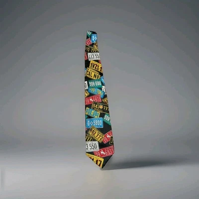 Gravata masculina Beverly Hills polo clube design placa de licença novidade vintage - Imagem 1 de 2