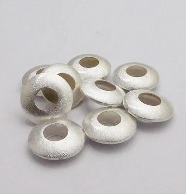 15 PIECES 20X6MM SPACER BRUSHED MATT BEAD STERLING SILVER PLATED 325 - Image 1 of 3