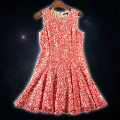 Vestido de verano Tommy Hilfiger rosa brillante/blanco sin mangas línea A para mujer talla 12 Foto 1 de 4