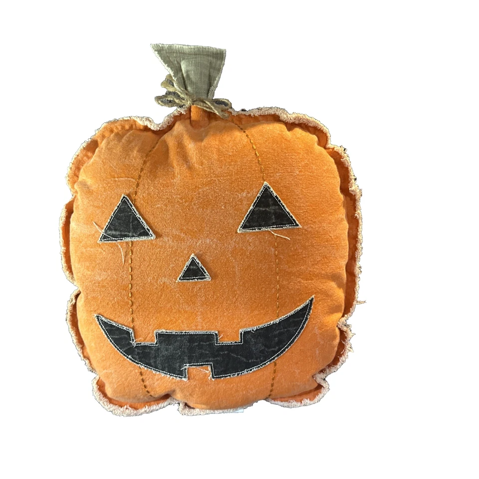 Mudpie Fall Halloween Jack O Lantern Orange Pumpkin Shape Pillow 18x15.5 - Image 1 of 4