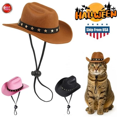 Gato Mini Sombrero de Vaquero Perro Vaquero Sombrero Mascota Vaquero Halloween Fiesta Disfraz Regalo EE. UU. Foto 1 de 4