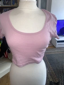 American Apparel Baby Rib Pink Crop Top Small - Picture 1 of 2