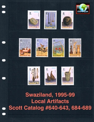 $11,60 Scott Value - 1995-99 SWAZILANDIA Artefactos Antiguo África CV MNH NH UM Foto 1 de 4