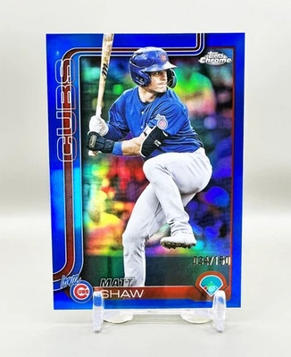 2025 Topps Pro Debut Chrome #PDC-128  (Blue Refractor)  MATT SHAW  [034/150] - Image 1 of 2
