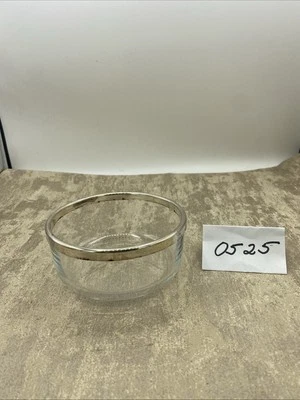 "Cuenco de postre de vidrio Bormioli Rocco de colección con borde plateado 4,5"" hecho en Italia" Foto 1 de 4