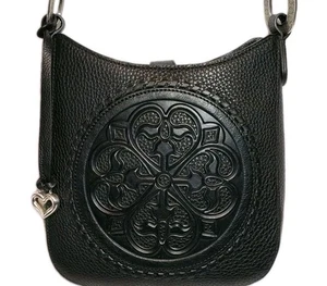 BRIGHTON AMELIE BLACK FERRARA COLLECTION 3D MEDALLION SHOULDER HANDBAG ECPOC$365 - Picture 1 of 16