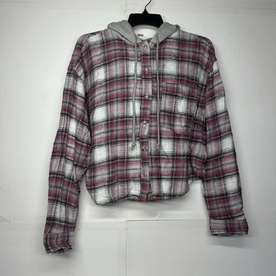 Camisa con Capucha Aéropostale Juniors Talla Pequeña Franela Recortada Botón a Cuadros Foto 1 de 4