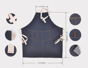 Unisex Pockets Denim Full Apron Barista Florist Workwear AP-002 - Picture 1 of 1
