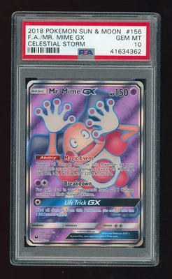 💎 PSA 10 Mr. Mime GX Celestial Storm #156 Low Pop Pokémon TCG 💎 - Image 1 of 2