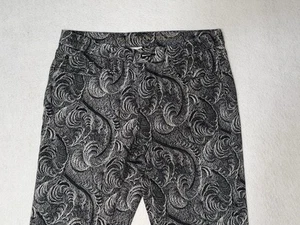 $ 295 Marchesa Voyage schwarz weiß Pflaumenmuster Stretch Hose Jeans neu mit Etikett - Bild 1 von 8