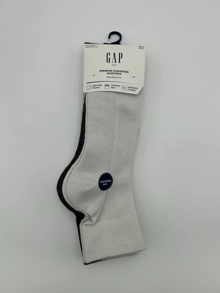 Calcetines cortos acolchados premium GAP para hombre 4 pares talla 6-12 blanco gris negro nuevos Foto 1 de 4