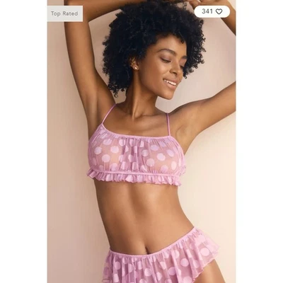 Sujetador Bralette By Anthropologie Punto Malla Transparente en Púrpura Orquídea Talla M Nuevo con Etiquetas Foto 1 de 4