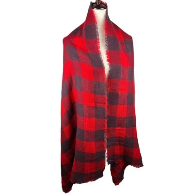 NEW Collection Eighteen Red and Gray Buffalo Plaid Blanket Wrap Scarf - Image 1 of 4