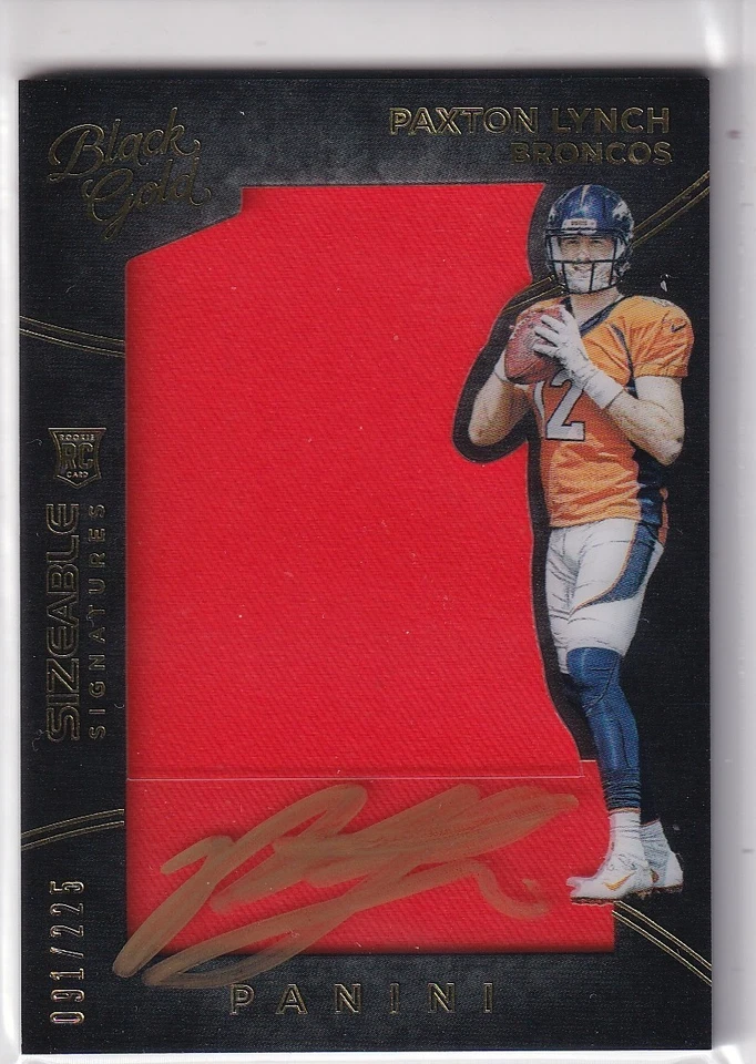 PAXTON LYNCH 2016 Panini Black Gold Sizeable Signatures Jsy Auto 91/225 Broncos - Image 1 of 2