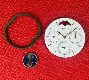 NOS Lassale Quartz Triple Calendar Moonphase Dial 7F68 6040T Parts Only - Bild 1 von 4