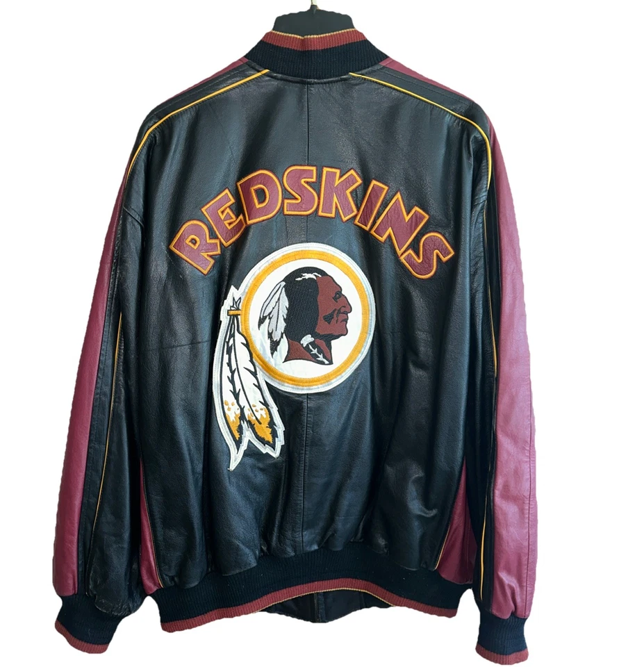 Chaqueta cosida de cuero real vintage de los Washington Redskins G3 III talla XL de la NFL Foto 1 de 4