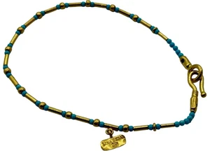Lika Behar 24K Gold Turquoise Bead Bracelet, 8", 6.5g, 1.6mm. Designer. - Picture 1 of 4