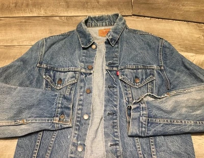 70-е Levis 70505-0217 джинсовая ткань Jean сарай водитель грузовика тип 3 куртка средний взрослый винтажный - Изображение 1 из 4