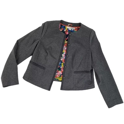 Blazer Boden Mujer 8 Gris Chaqueta Forrada Sin Cuello Bolsillos de Trabajo Preppy Moderno Foto 1 de 4