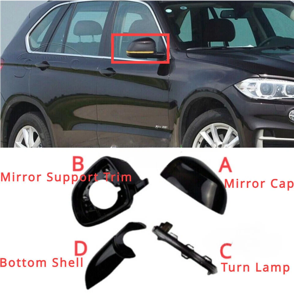 Kit de marco de lente de lámpara giratoria de cubierta de espejo lateral para BMW X5 F15 X6 F16 2014-2019 Foto 1 de 1