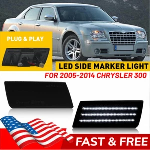For 2005-2014 Chrysler 300 SMOKED White LED Strip Front Side Marker Light Lamp - Picture 1 of 13