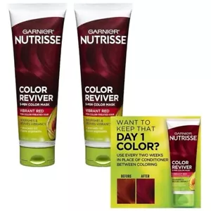 Garnier Nutrisse Color Reviver Day 1 5 Minute Nourish Hair Mask Vibrant Red 2 PC - Picture 1 of 14