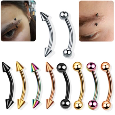 12Pcs Curved Eyebrow Piercing Ring Banana Barbell Ear Lip Helix Rook Earring 16G - Image 1 of 4