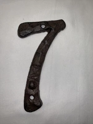 cast iron wall number seven ~7~ home address Wall Plate Rustic Brown - Image 1 of 3