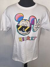Disney Neff Mickey Mouse Peace Sign T-Shirt Large White Shades Colorful Cartoon
