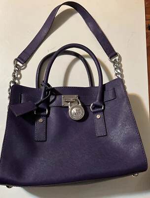 Michael Kors Purple Purse Saffiano Leather MK lock/ Chain Strap/ RARE/Beautiful! - Изображение 1 из 4
