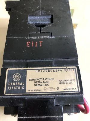 GENERAL ELECTRIC 2 RELAY 120VAC 8-POLE CR120B062** NEMA A600, P300,110v Coil,FM - Image 1 of 4