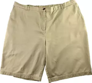 LANDS’ END Tailored Classic Shorts Women's 22W Plus Khaki Flat Front Uniform - Picture 1 of 19
