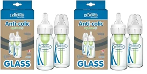 Anti-Colic Narrow Glass Baby Bottle 4 Oz/120 Ml, Level 1 Nipple, 4 Pack - Picture 1 of 12