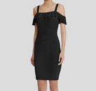 $69 American Living Women's Black Ruffled Cold-Shoulder Dress Size 12