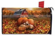 Briarwood Lane Welcome Fall Puppies Magnetic Mailbox Cover Pumpkin Barn Autumn S